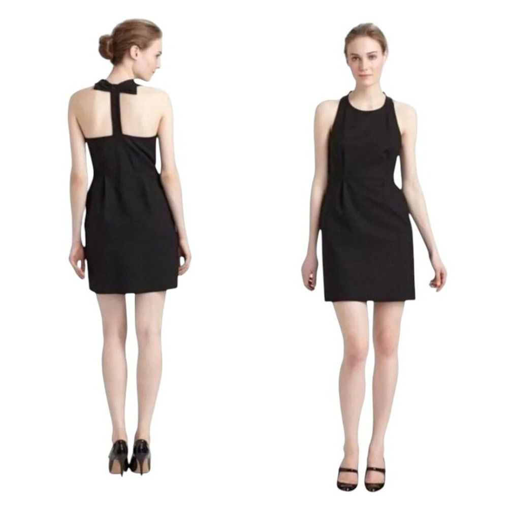 Kate Spade Bow Back Sleeveless Dress Womens 4 Black Halter Neck Mini Party